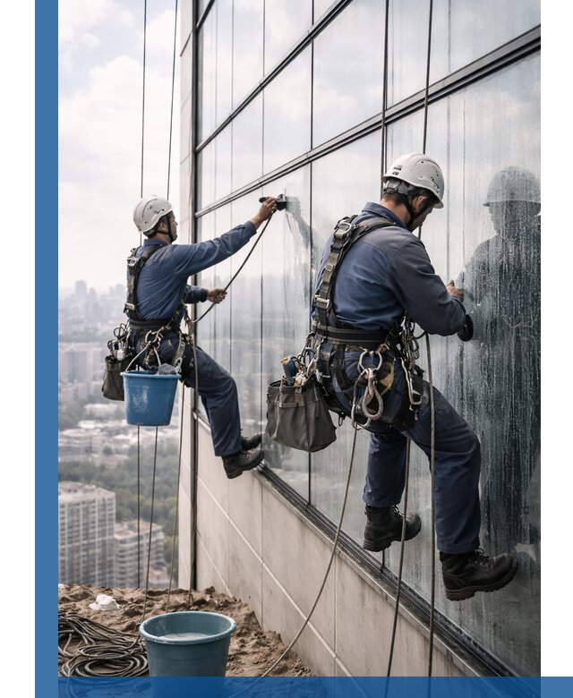 Профессиональная мойка фасадных окон альпинистами в Дюртюли