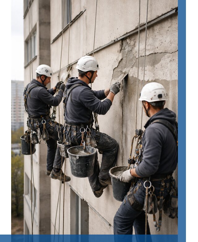 Ремонт бетонных элементов фасада в Дюртюли от 2606 р. | ВЫСОТНИК-Дюр