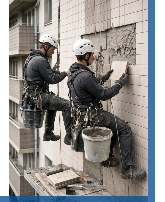 Ремонт облицовки фасада плиткой в Дюртюли от 1877 р. | ВЫСОТНИК-Дюр