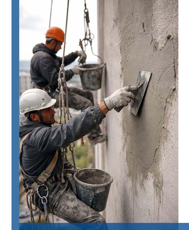 Штукатурка фасада на высоте в Дюртюли профессиональные работы