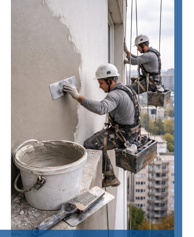 Шпаклевка фасада на высоте в Дюртюли от 730 р. | ВЫСОТНИК-Дюр