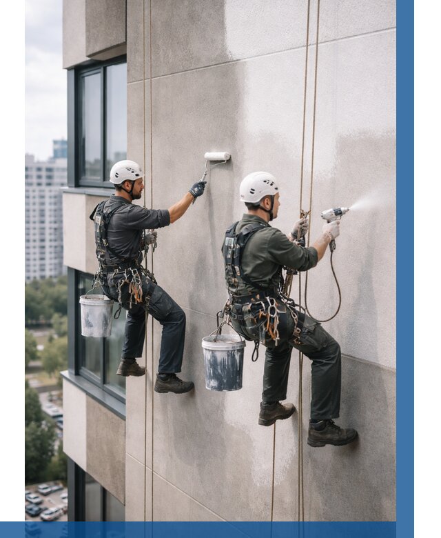 Покраска фасада альпинистами в Дюртюли от 313 р. | ВЫСОТНИК-Дюр