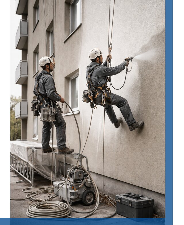 Безвоздушная покраска фасада в Дюртюли от 229 р/м² | ВЫСОТНИК-Дюр