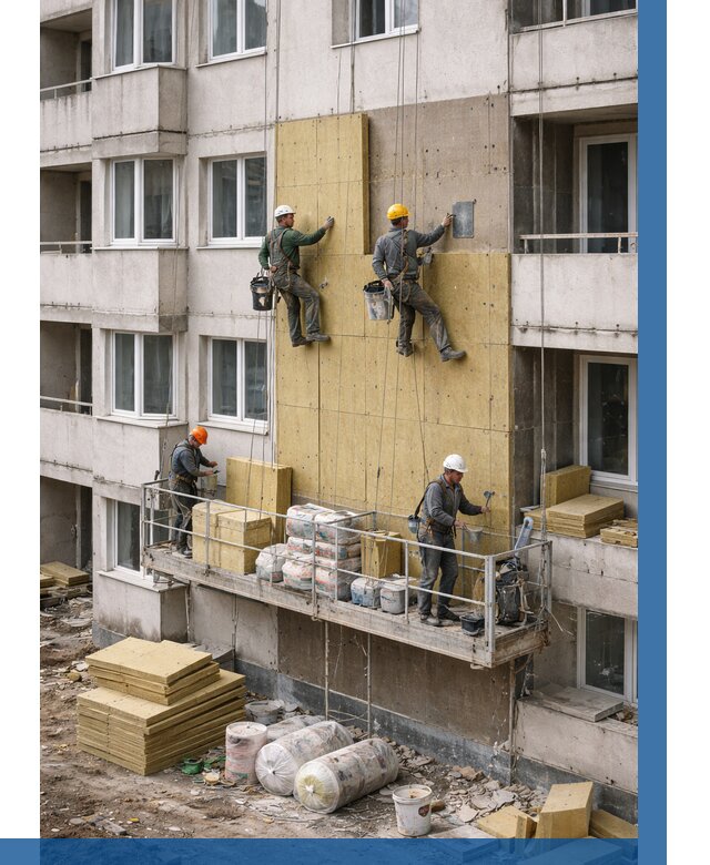 Утепление фасада минватой в Дюртюли от 1564 р. | ВЫСОТНИК-Дюр