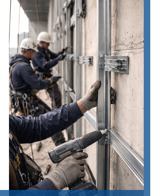 Монтаж подсистемы вентфасада в Дюртюли от 886 р. | ВЫСОТНИК-Дюр