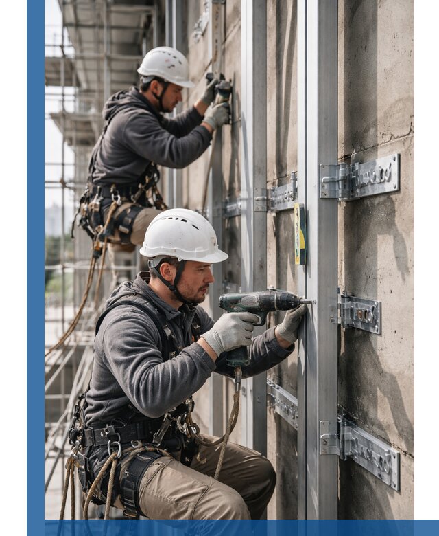 Монтаж и крепление подсистемы вентфасада в Дюртюли