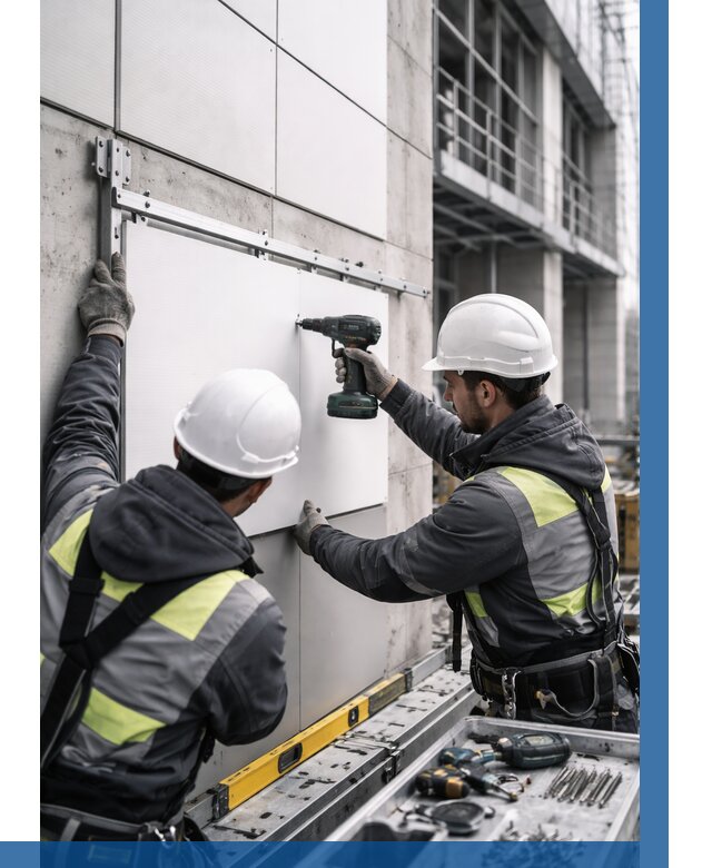 Монтаж композитных панелей фасада в Дюртюли от 2606 р. | ВЫСОТНИК-Дюр