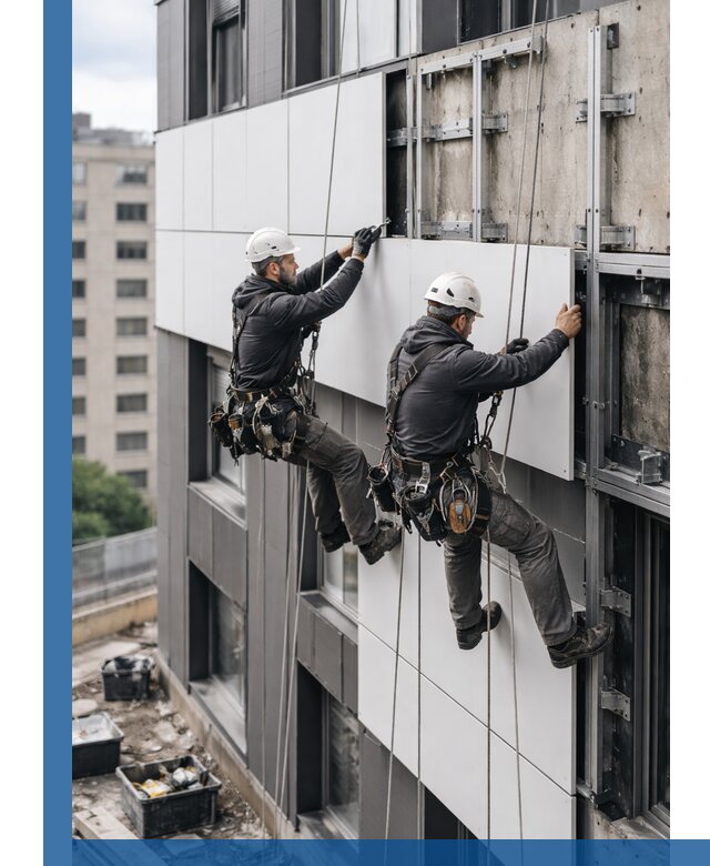 Монтаж композитных панелей фасада в Дюртюли под ключ