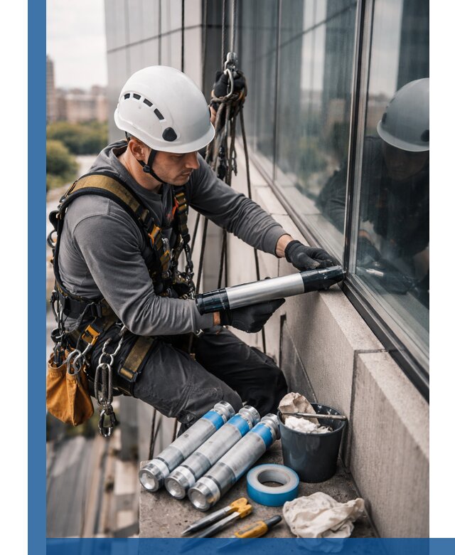 Герметизация стыков витража в Дюртюли для герметичных фасадов