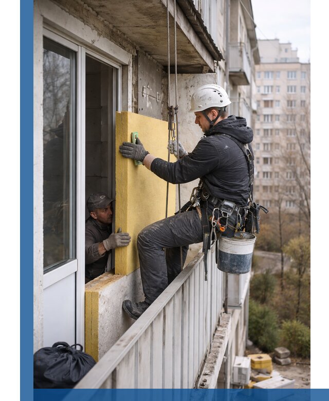 Профессиональное утепление балкона снаружи в Дюртюли под ключ