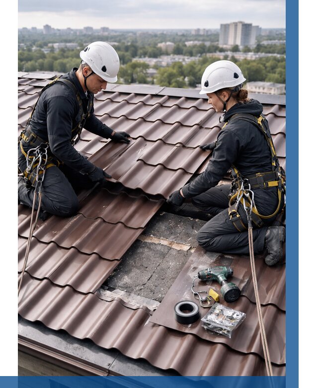 Ремонт металлочерепицы на крыше в Дюртюли от 938 р. | ВЫСОТНИК-Дюр