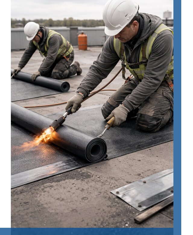 Монтаж наплавляемой кровли в Дюртюли от 886 р. — ВЫСОТНИК-Дюр