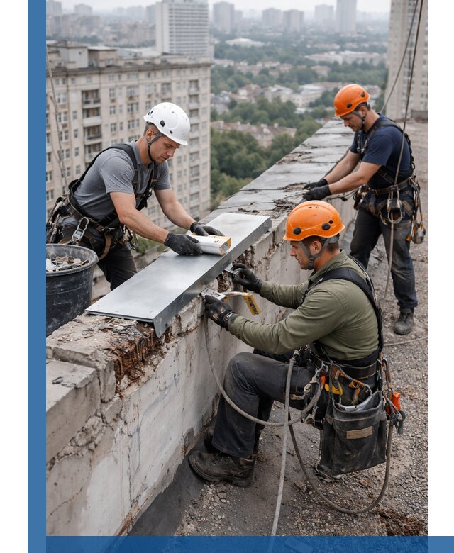 Ремонт парапета на кровле в Дюртюли, высотные работы с гарантией