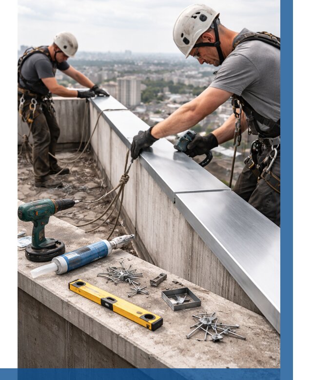 Монтаж парапетных крышек в Дюртюли от 834 р. | ВЫСОТНИК-Дюр