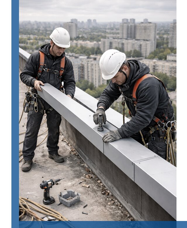 Монтаж парапетных крышек и ограждений кровли в Дюртюли