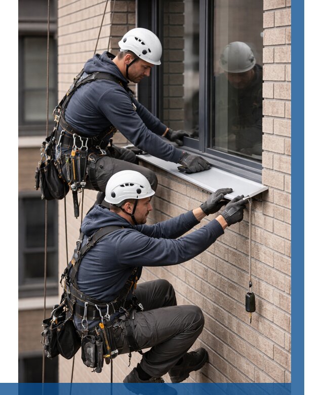 Монтаж оконных отливов под ключ в Дюртюли от 3649 р. | ВЫСОТНИК-Дюр