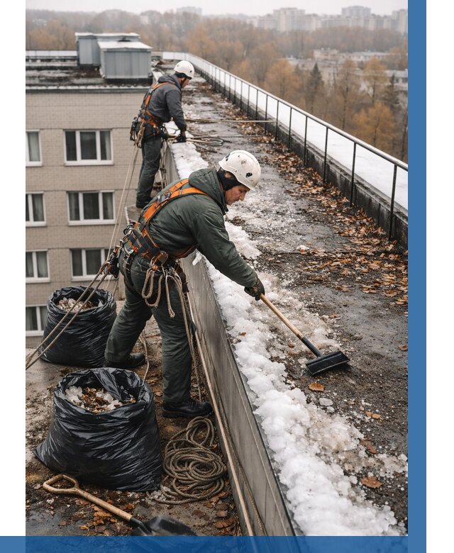 Очистка кровли по периметру в Дюртюли от 573 р. | ВЫСОТНИК-Дюр