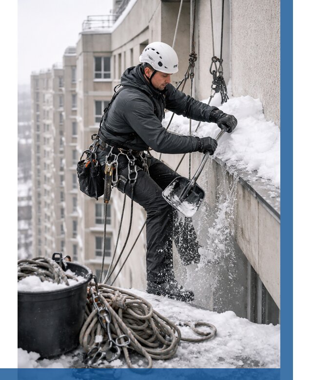 Очистка карнизов от снега в Дюртюли от 313 р. | ВЫСОТНИК-Дюр