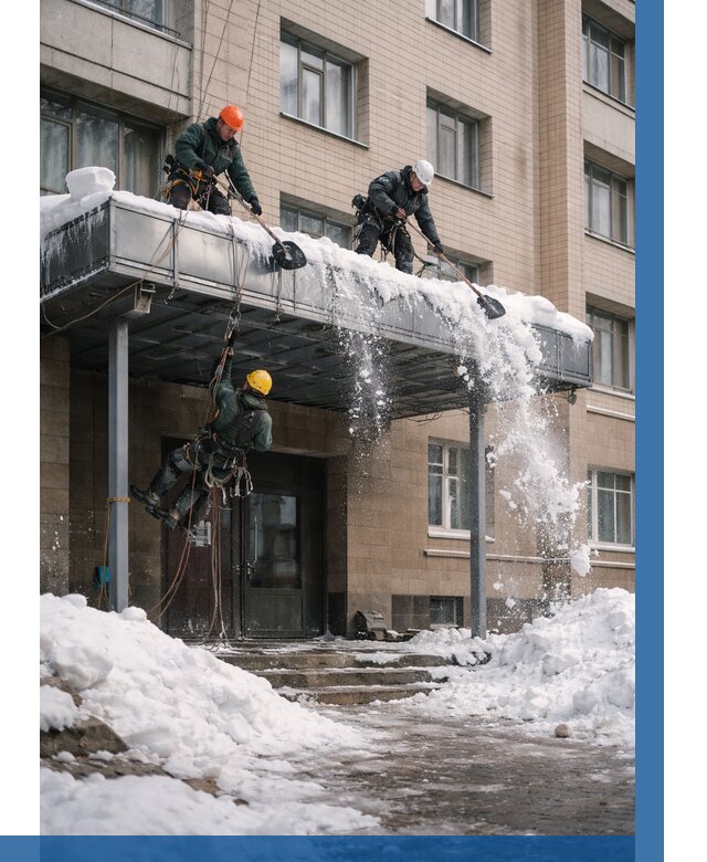 Очистка козырьков от снега в Дюртюли от 3649 р. | ВЫСОТНИК-Дюр