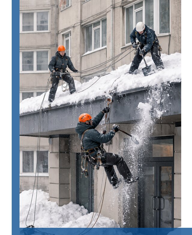 Безопасная очистка навесов от снега в Дюртюли круглогодично