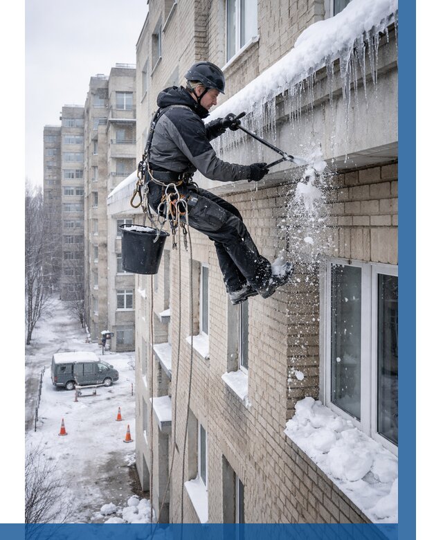 Удаление наледи с карнизов в Дюртюли от 365 р. | ВЫСОТНИК-Дюр