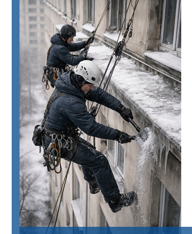 Удаление наледи и сосулек с карнизов в Дюртюли профессионально