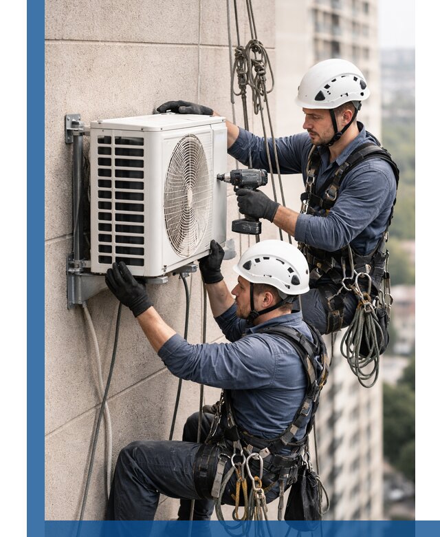 Монтаж внешнего блока кондиционера в Дюртюли установка и крепление