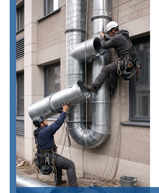 Монтаж фасадных воздуховодов в Дюртюли с герметизацией и крепежом