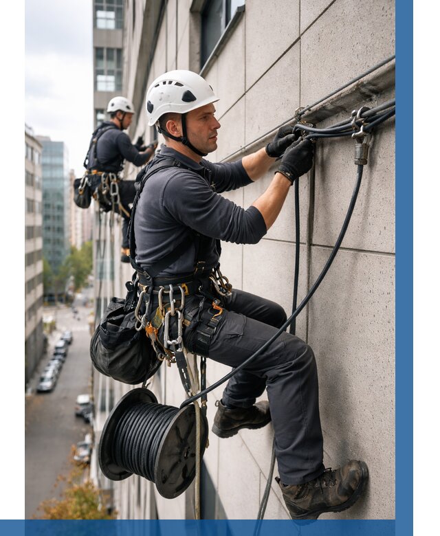 Прокладка кабеля по фасаду в Дюртюли от 365 р. | ВЫСОТНИК-Дюр