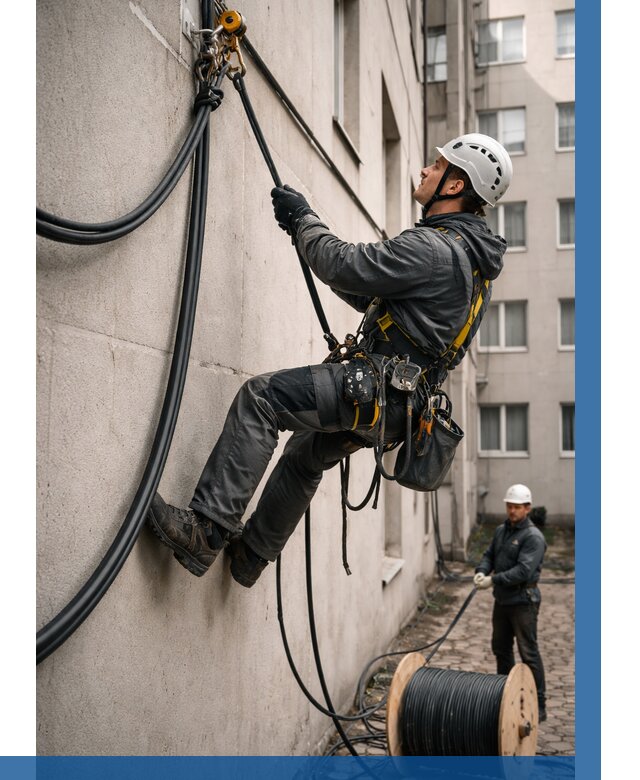 Протяжка кабеля питания на высоте в Дюртюли от 469 р. | ВЫСОТНИК-Дюр