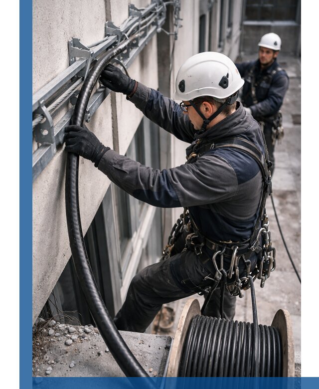 Протяжка кабеля питания на высоте в Дюртюли с гарантией безопасности и качества