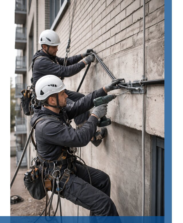 Крепление кабеля на фасаде в Дюртюли от 365 р. | ВЫСОТНИК-Дюр