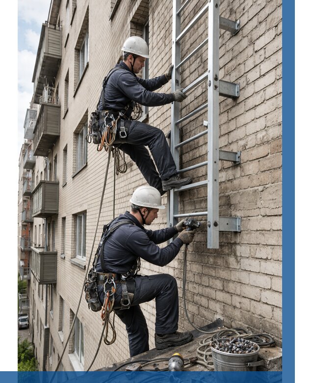 Монтаж пожарной лестницы в Дюртюли от 26063 р заказать у ВЫСОТНИК-Дюр