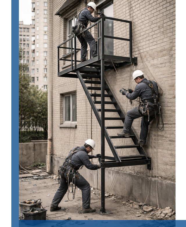 Монтаж пожарной лестницы в Дюртюли, установка и крепление