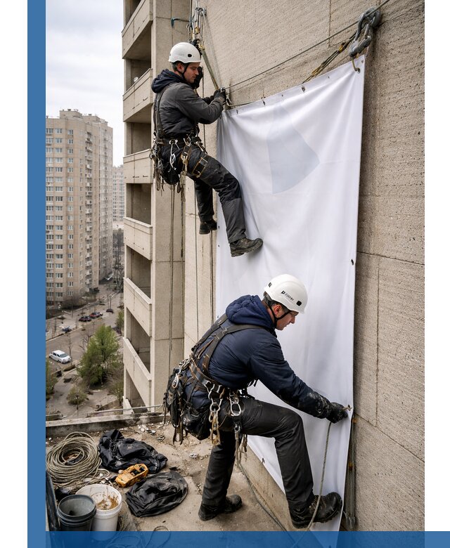 Профессиональный монтаж баннеров на фасаде в Дюртюли