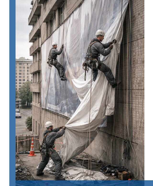 Демонтаж баннеров с фасада в Дюртюли оперативно и безопасно