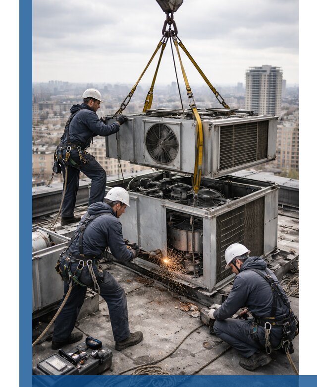 Демонтаж крышной установки в Дюртюли любой сложности