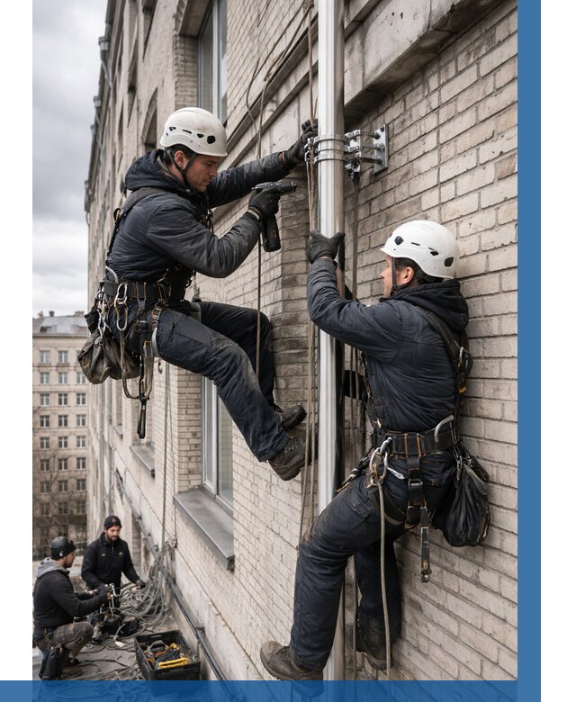 Монтаж флагштока на здании в Дюртюли от 6776 р. | ВЫСОТНИК-Дюр