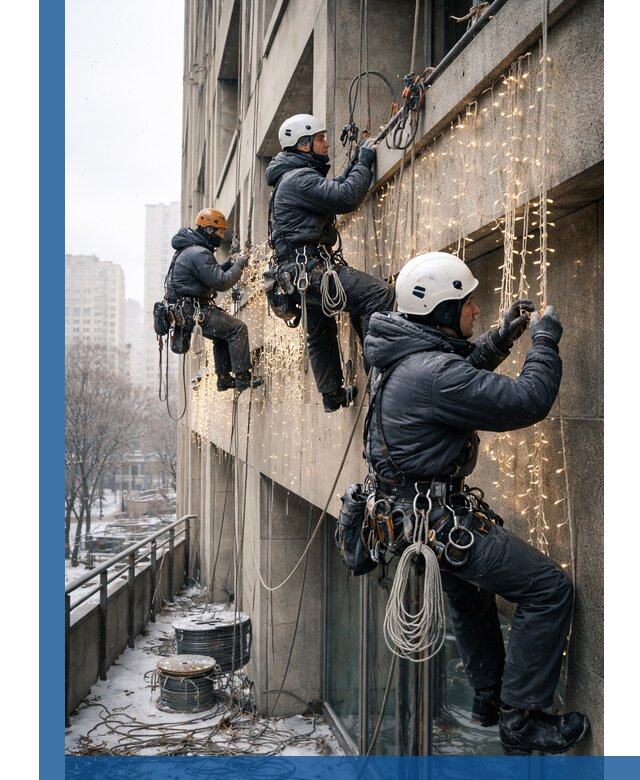 Монтаж новогодней иллюминации и украшение фасадов в Дюртюли