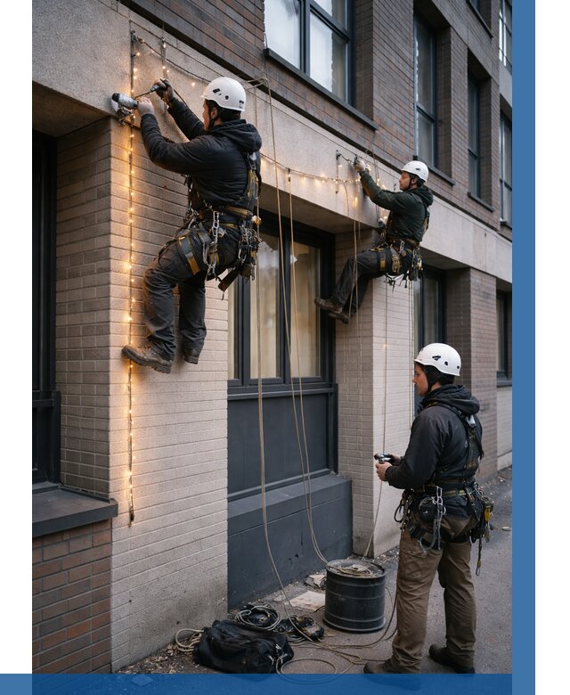 Монтаж гирлянд на фасаде в Дюртюли от 3649 р. | ВЫСОТНИК-Дюр