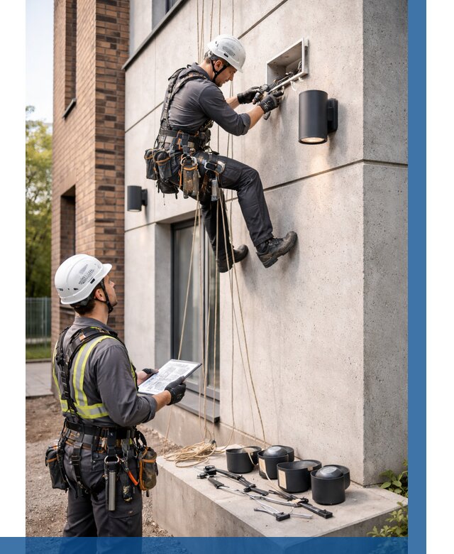 Монтаж фасадного освещения в Дюртюли от 2606 р. | ВЫСОТНИК-Дюр