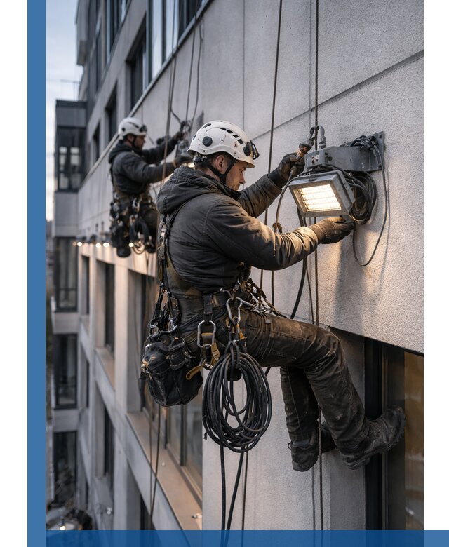 Монтаж фасадного освещения в Дюртюли установка и подключение