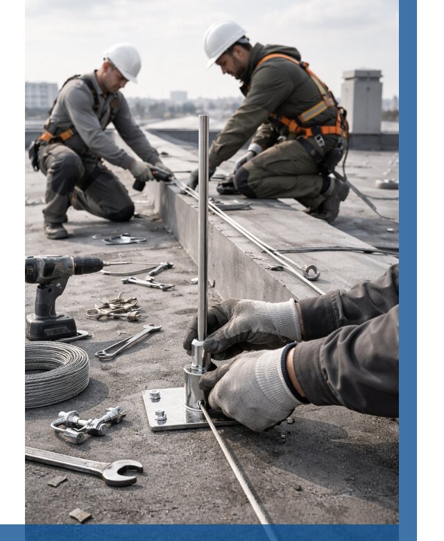 Монтаж молниезащиты на кровле в Дюртюли цена от 26063 р. | ВЫСОТНИК-Дюр