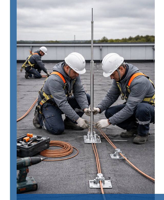 Монтаж молниезащиты на кровле в Дюртюли под ключ с гарантией