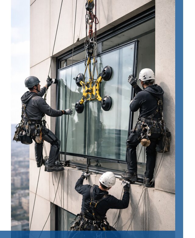 Монтаж стеклопакетов на высоте в Дюртюли от 3336 р. | ВЫСОТНИК-Дюр