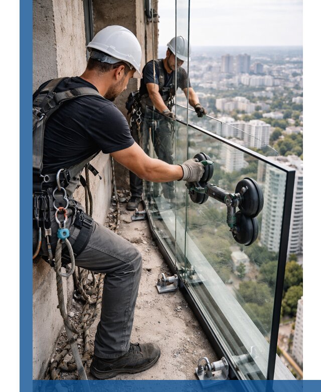 Монтаж стеклянных ограждений под ключ с гарантией в Дюртюли