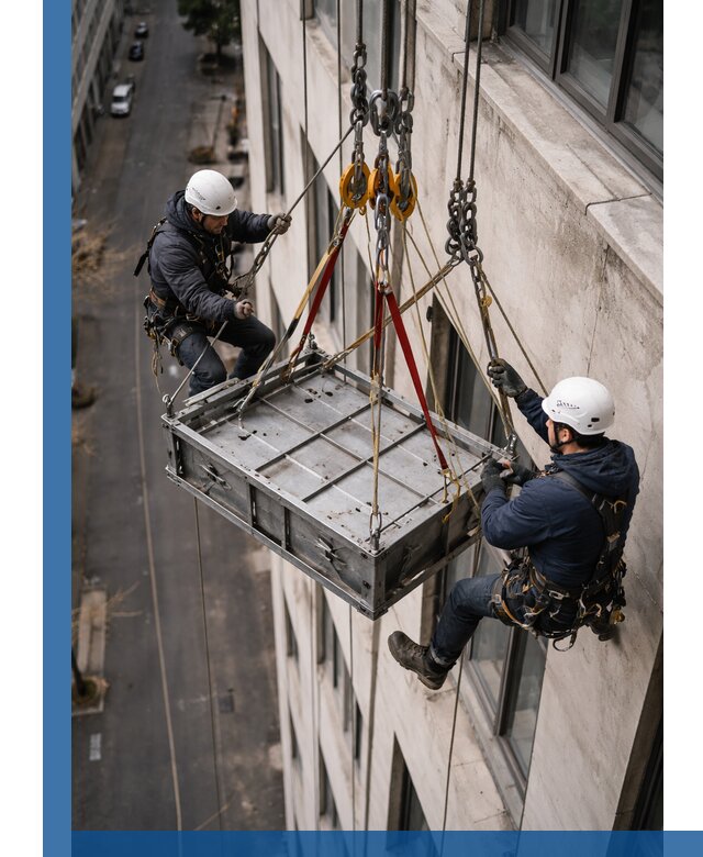 Спуск и подъем грузов по фасаду в Дюртюли для зданий
