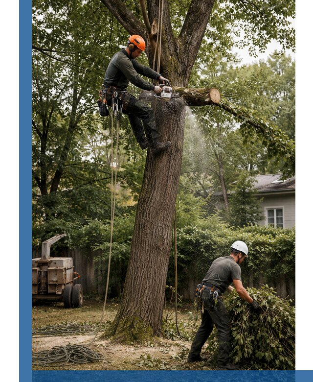 Кронирование деревьев в Дюртюли, безопасная высотная обрезка