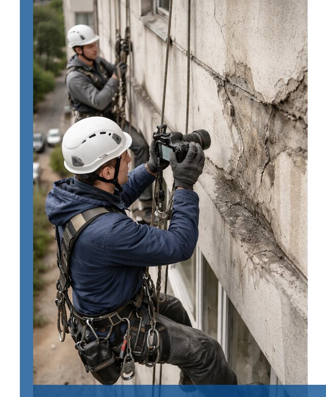 Фотофиксация дефектов фасада с высотной съемкой в Дюртюли