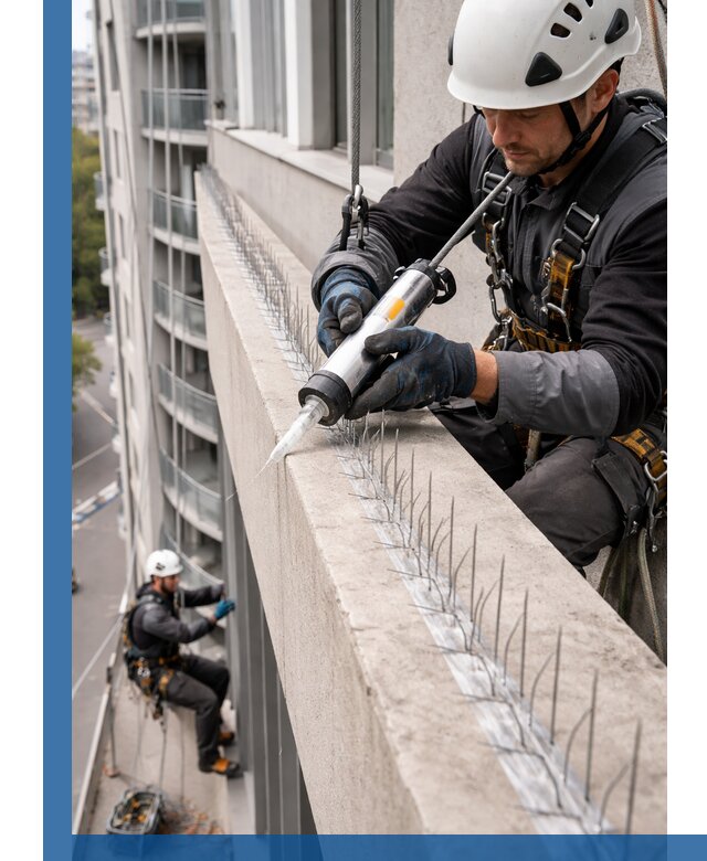 Установка шипов от птиц на фасадах и кровлях в Дюртюли